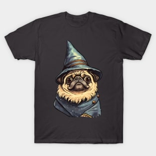 Cute Pug Wizard design T-Shirt